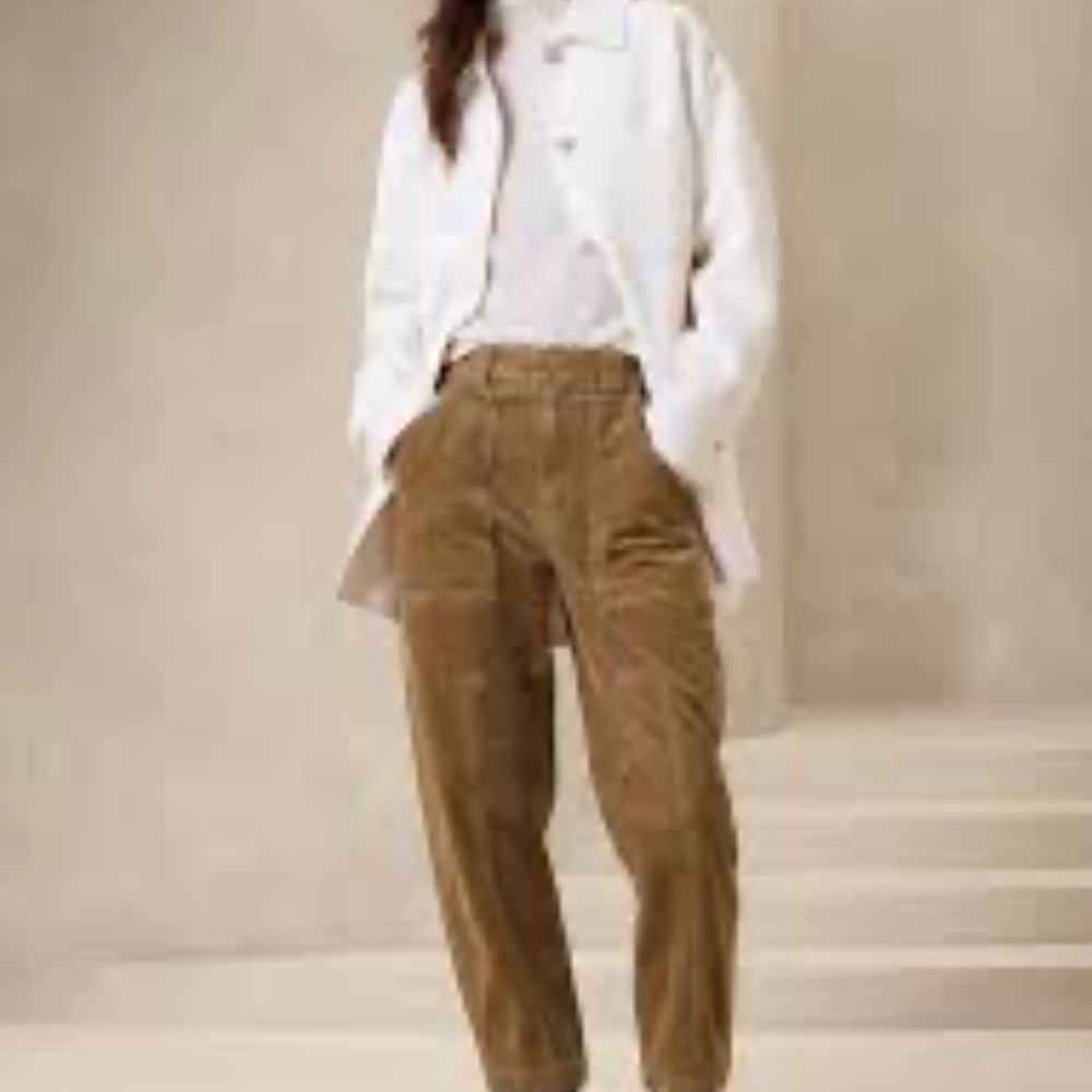 Banana Republic High Rise Brown Corduroy Barrel Pants | Size 10